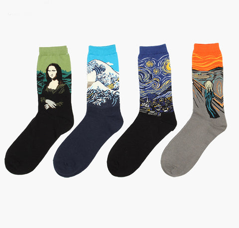 Oil Painting Series Men Socks